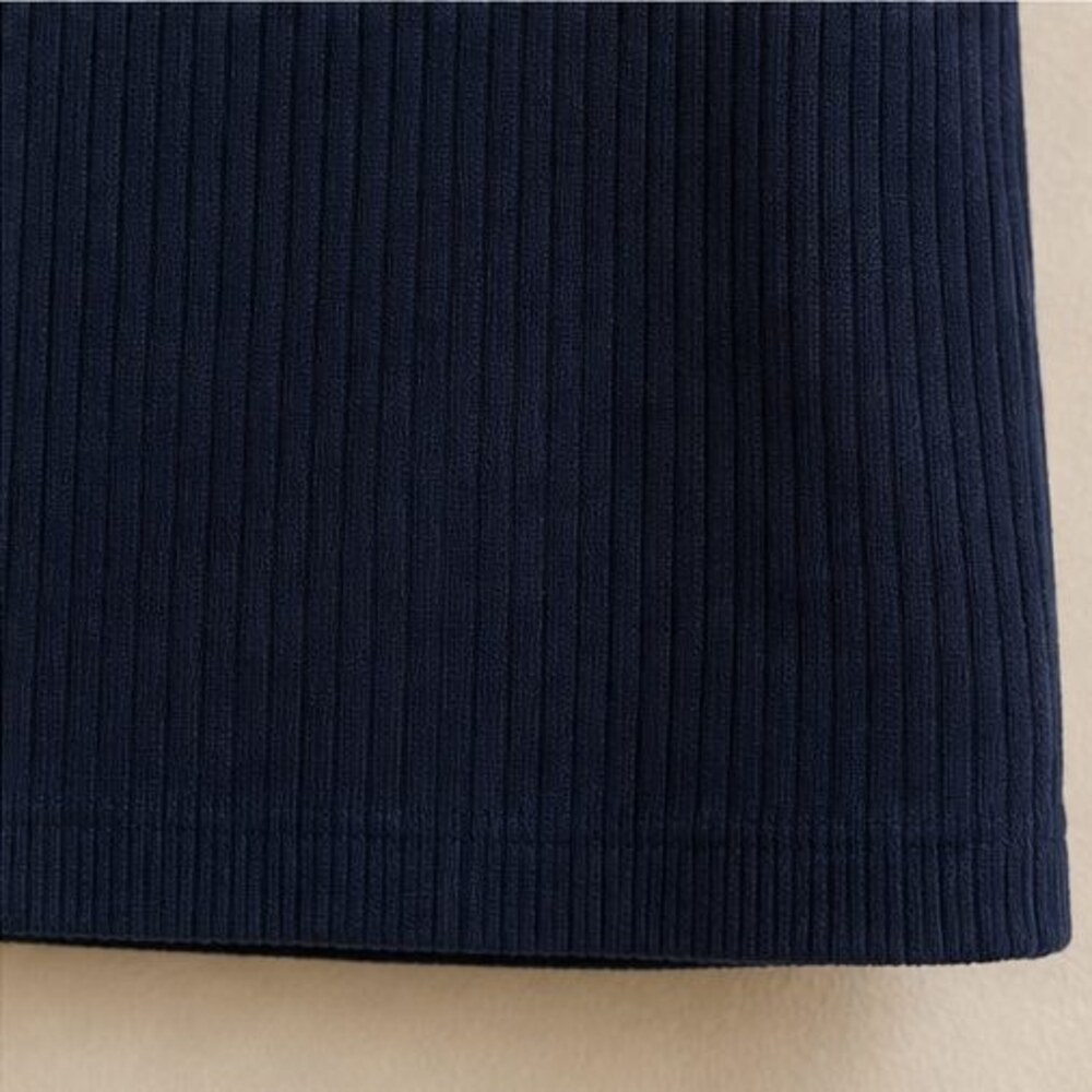 Navy Ribbed Square Neck Top - Picture 6 of 6